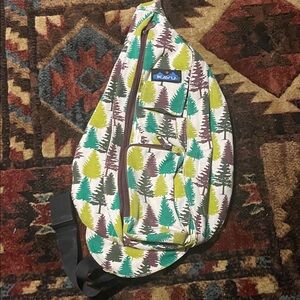 KAVU Tree Pattern Sling Bag - Green and Brown